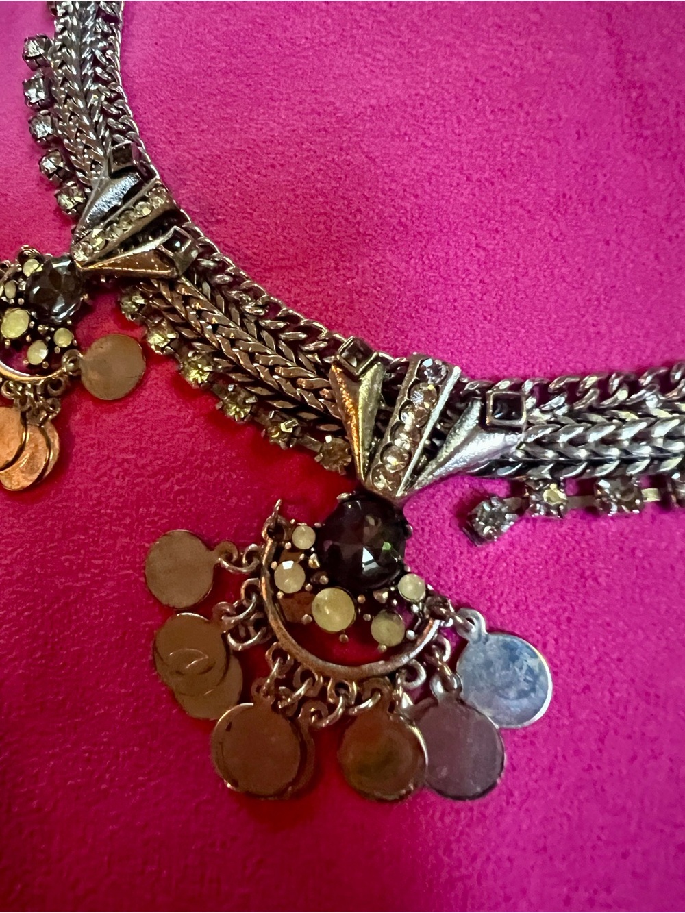 Silver-Tone Coin Cluster Statement Necklace - Women Jewelry - Picture 8 of 10